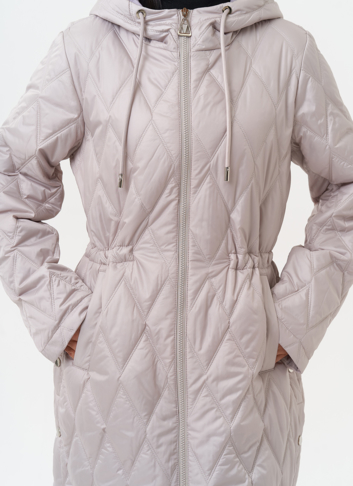 Женское утепленное полупальто с капюшоном