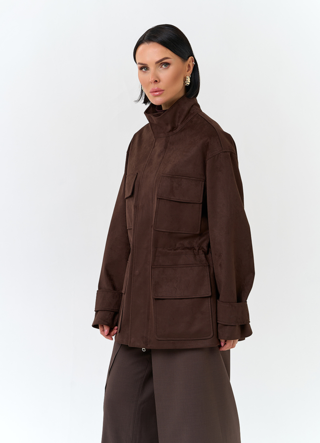 Женская куртка парка из эко замши  модель № 32735 универмаг малина