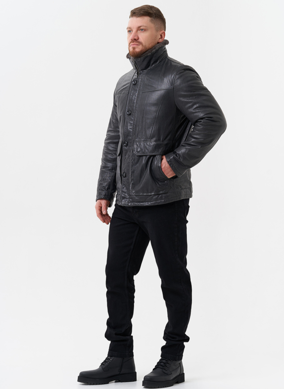 Куртка из натуральной кожи с отделкой из мутона