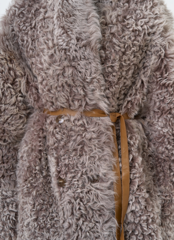 Женская двухсторонняя дубленка с воротником 