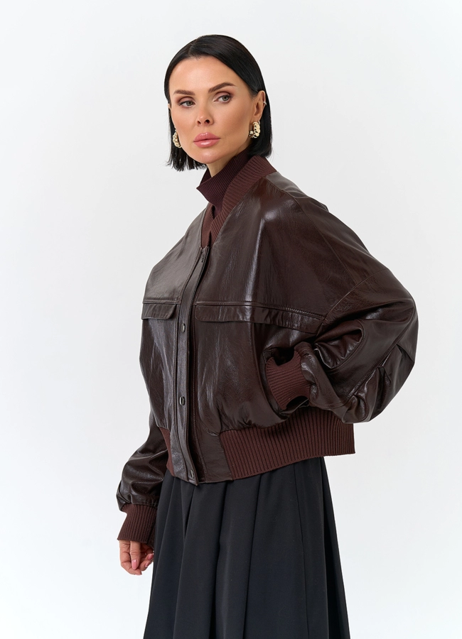 фото Женская куртка из натуральной кожи модель № 32673
