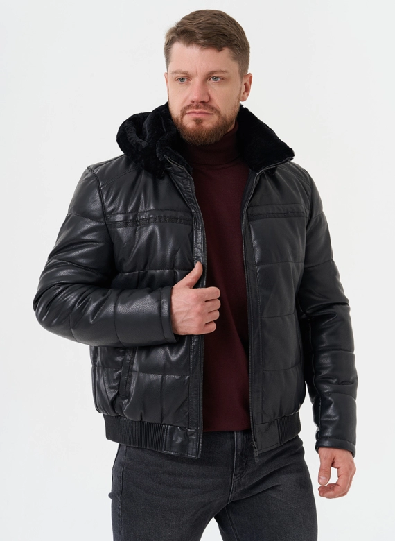 Утепленная куртка из эко кожи