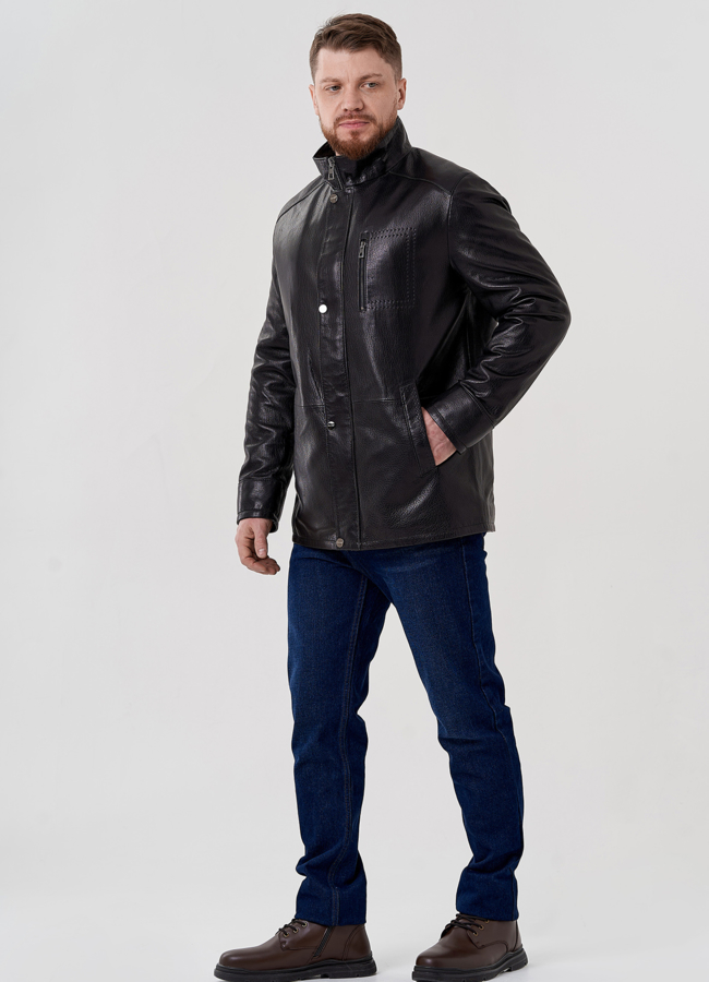 Мужская куртка из натуральной кожи  модель № 24389 в кредит