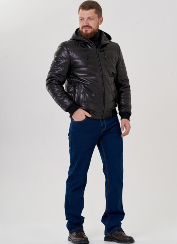 Куртка бомбер черного цвета с капюшоном 