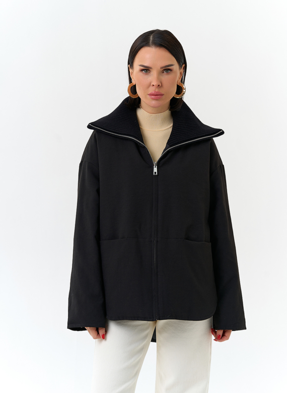 Женская двухсторонняя куртка с высоким воротником