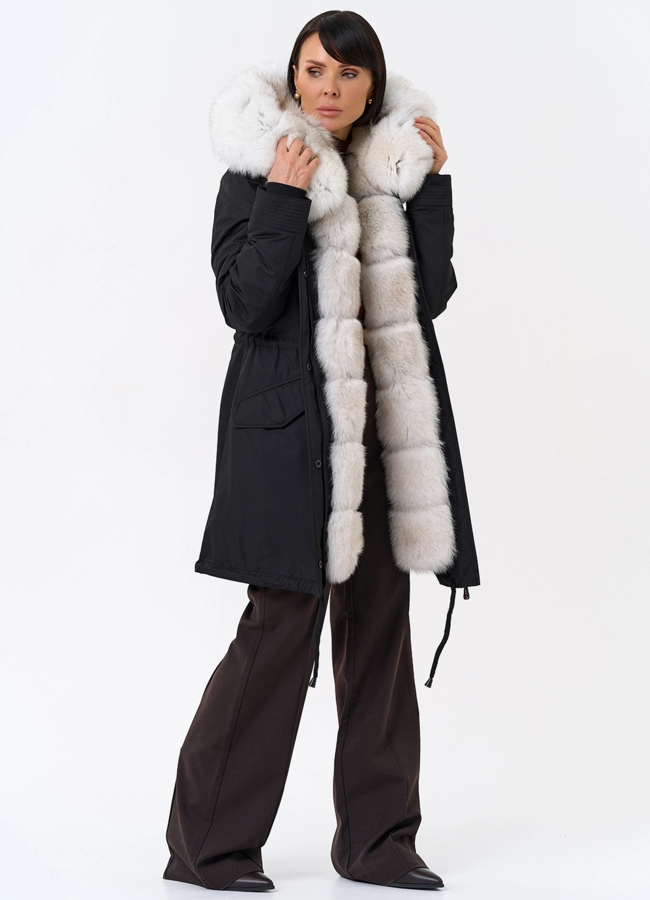 Женская парка с капюшоном из меха песца модель № 31989 меха малина