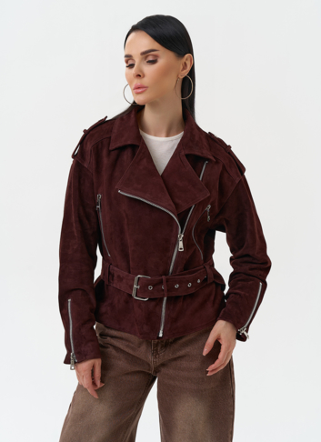 Женская куртка из натуральной замши с поясом