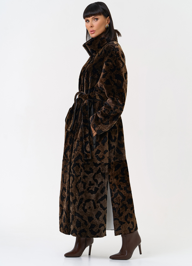 Женская натуральная дубленка с леопардовым принтом модель № 31479 универмаг малина