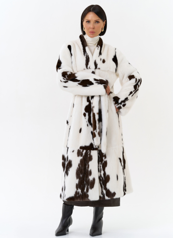 Шуба из меха норки в расцветке "ягуар"